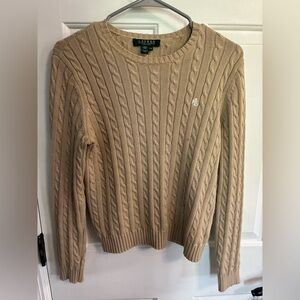 Ralph Lauren Women’s Cable Crewneck Sweater in Beige/Tan